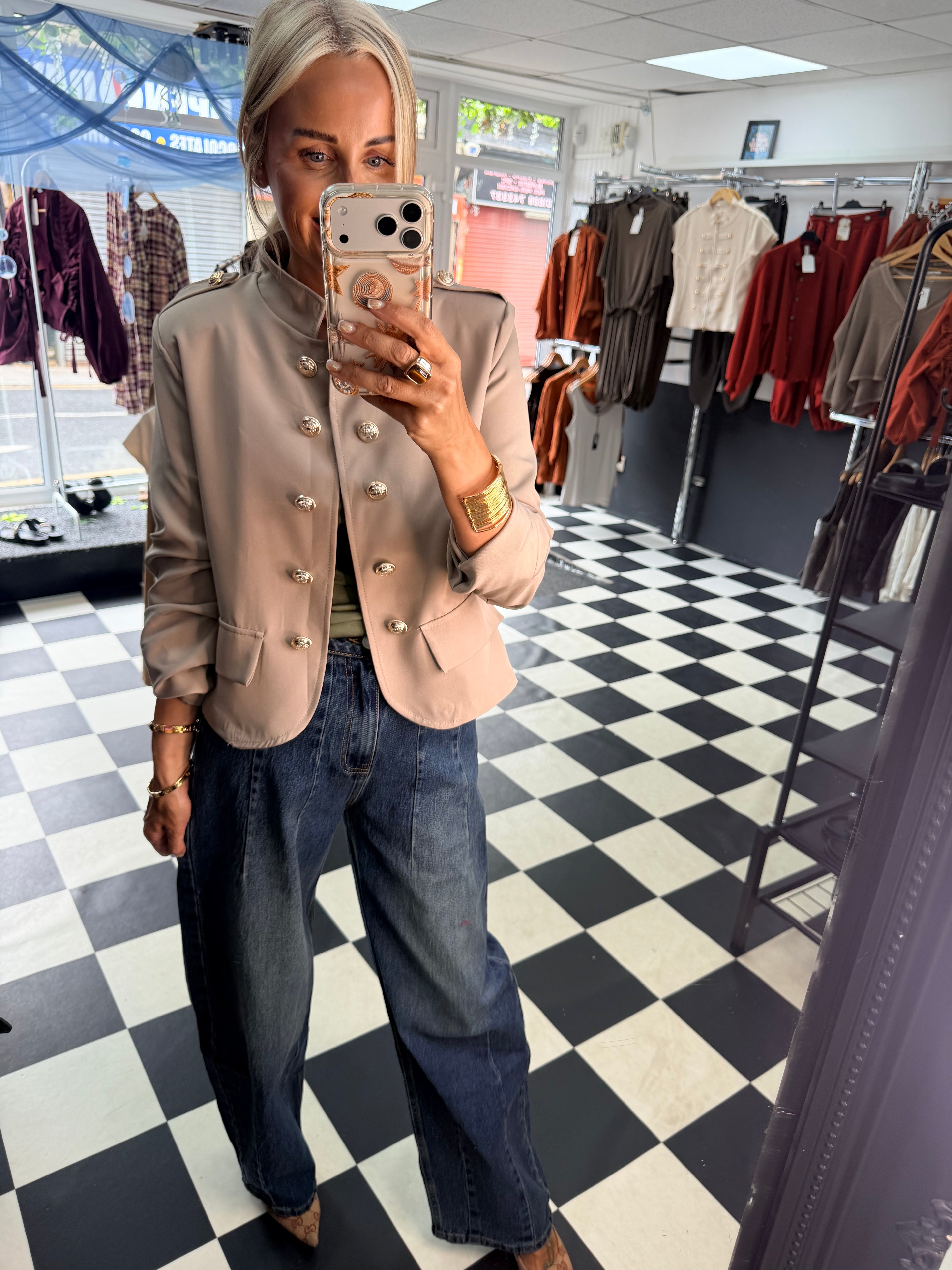 Military Crop Blazer Mocha