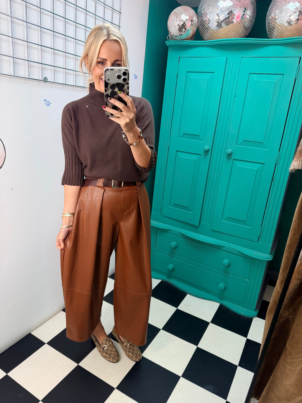 Buttery PU Culottes Tan