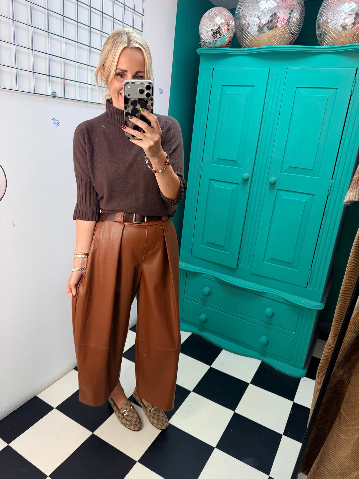 Buttery PU Culottes Tan
