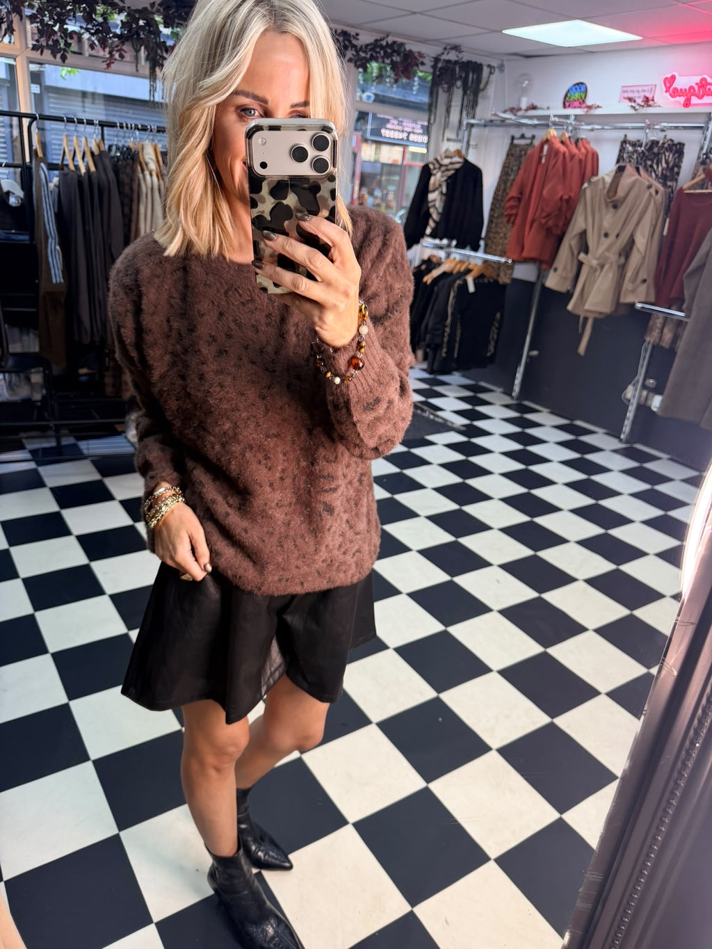 Amara animal print jumper Chocolate