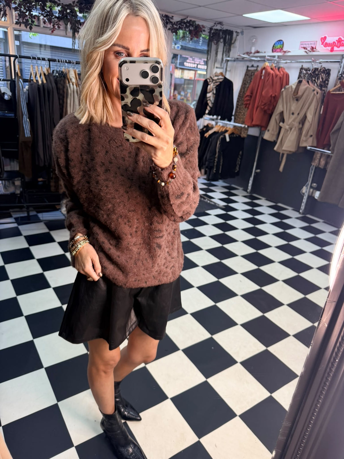 Amara animal print jumper Chocolate