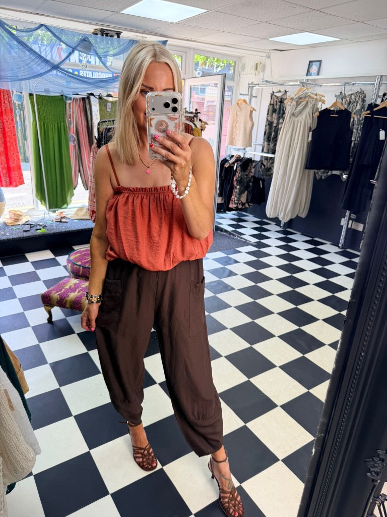 Bubble Hem Cami Rust