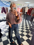 Plaid Slouchy Bomber Wine