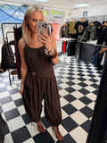 Wrap Crinkle Jumpsuit Chocolate