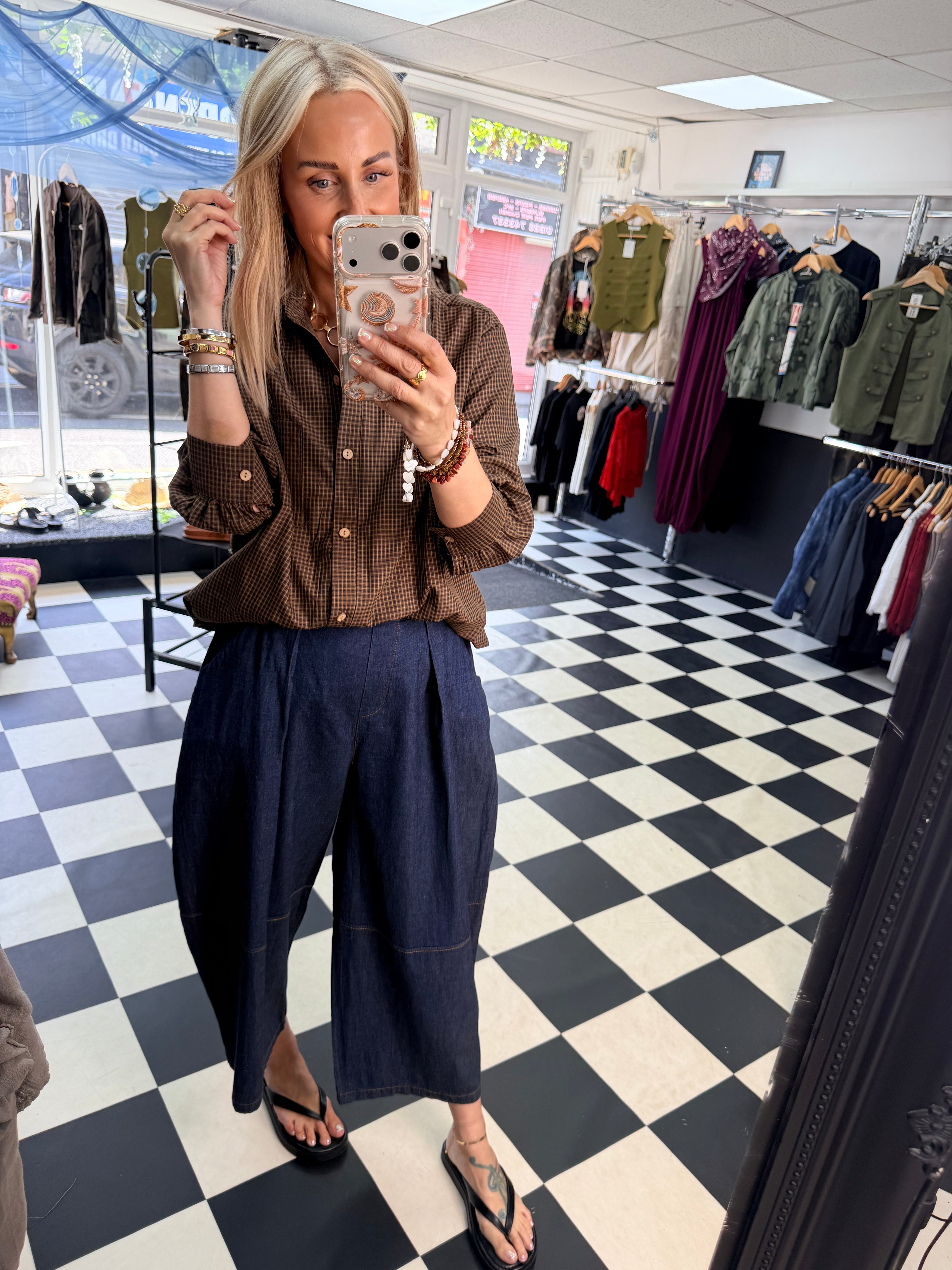 Check Jacket/ shirt Chocolate and Mustard