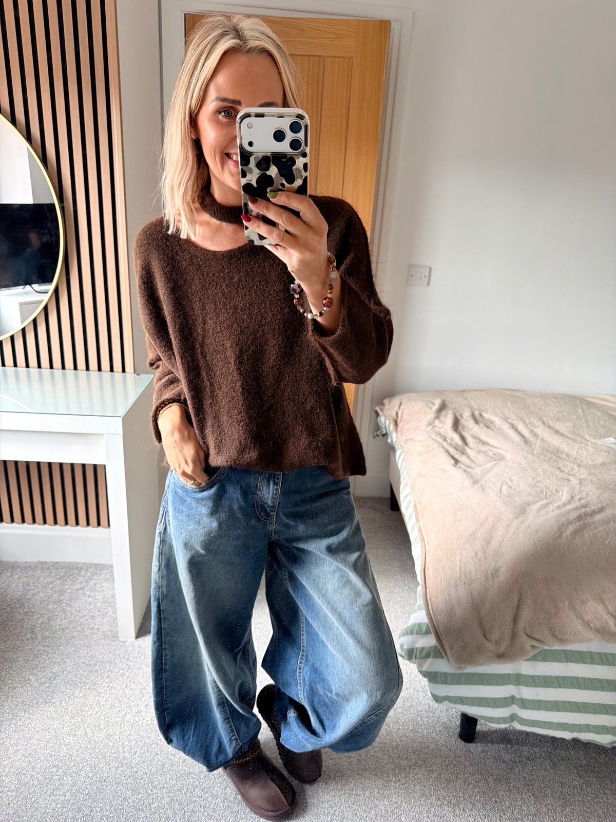 Slash Neck Jumper Chocolate
