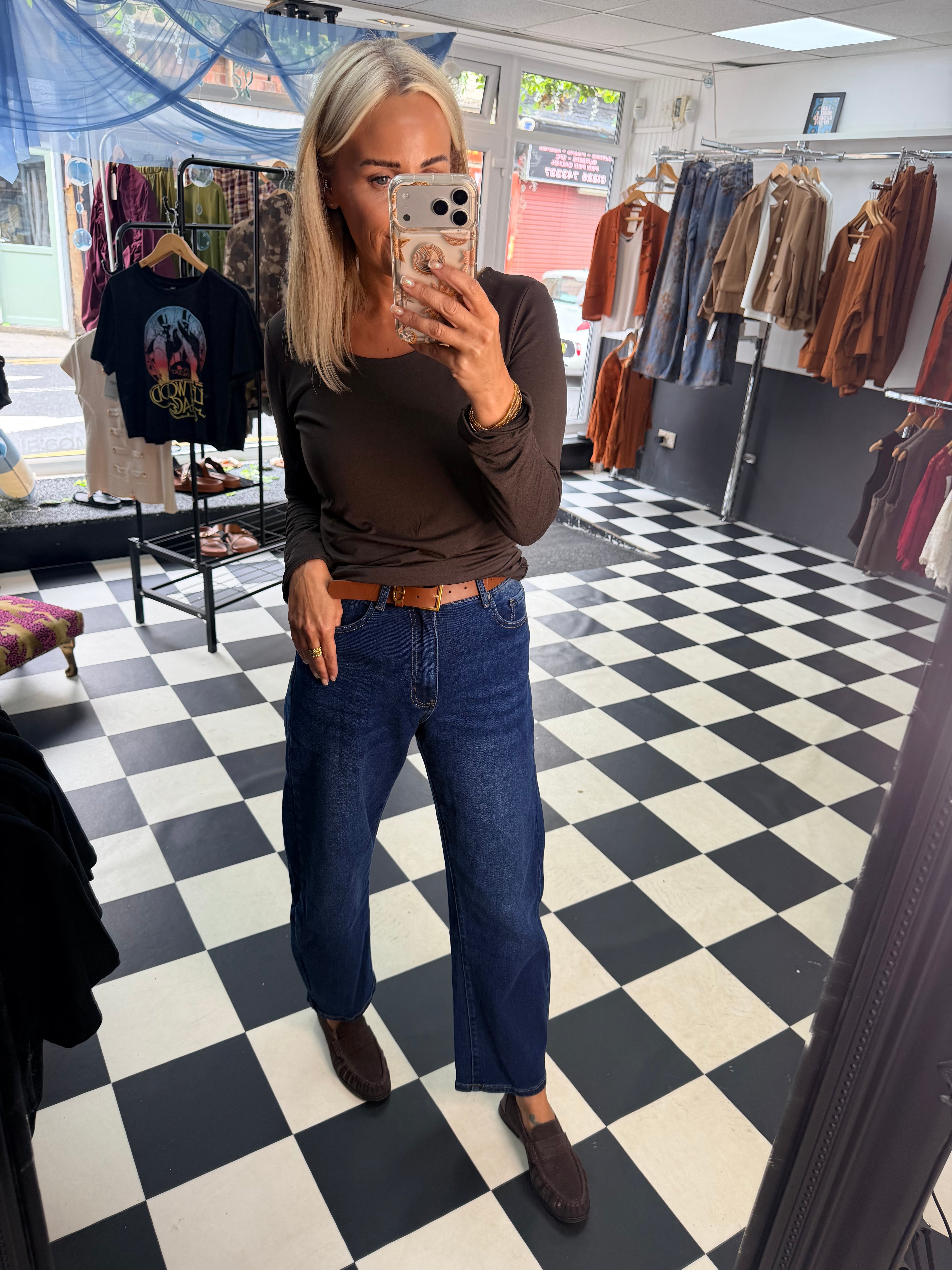 Basic Scoop Neck Basic T shirt Chocolate