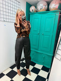 Pu Carrot Leg Trousers Black