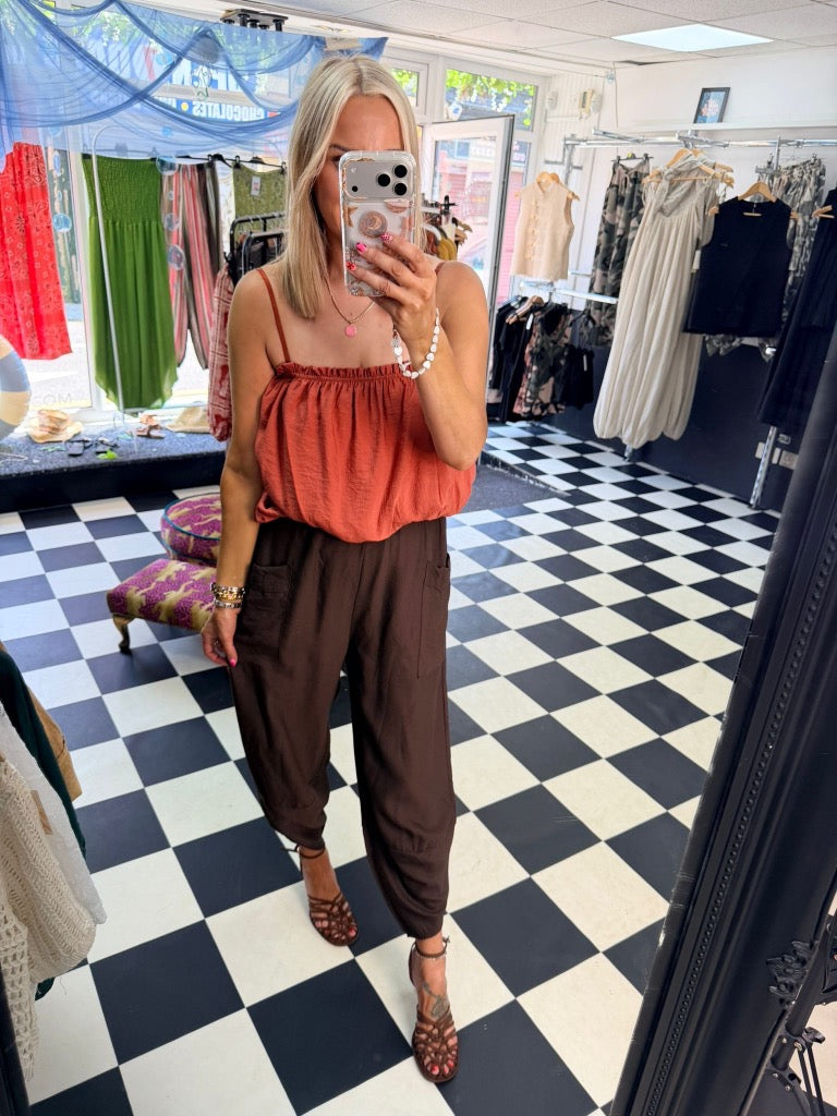 Bubble Hem Cami Rust