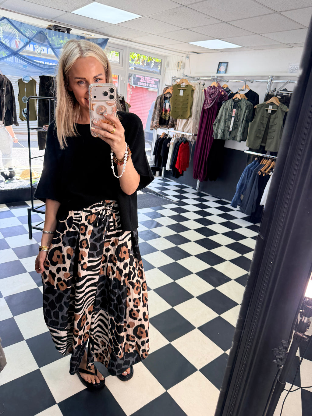 Funky Animal Split Trousers Black