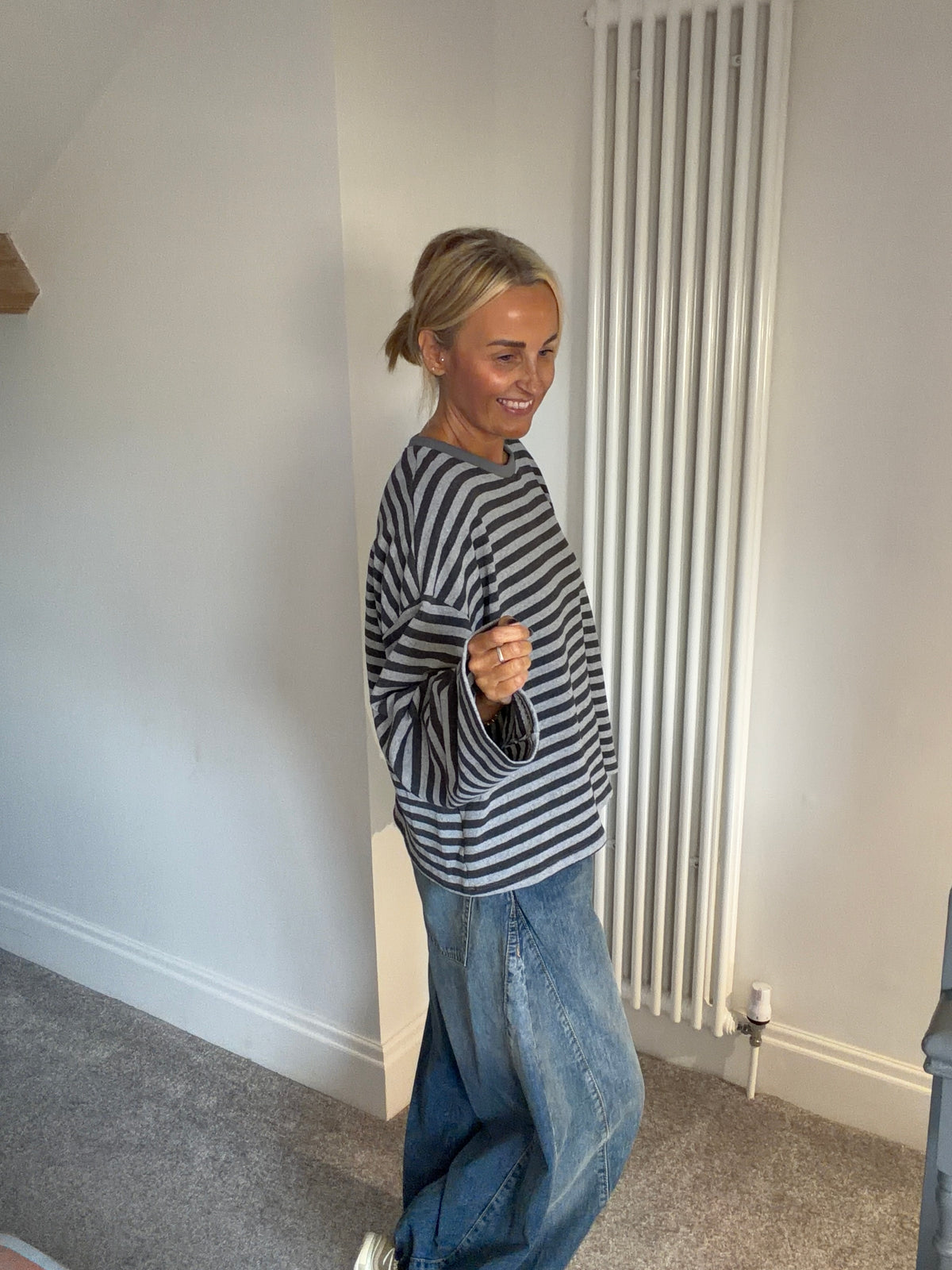 Weekend slouch stripe Grey and Slate  Special Buy