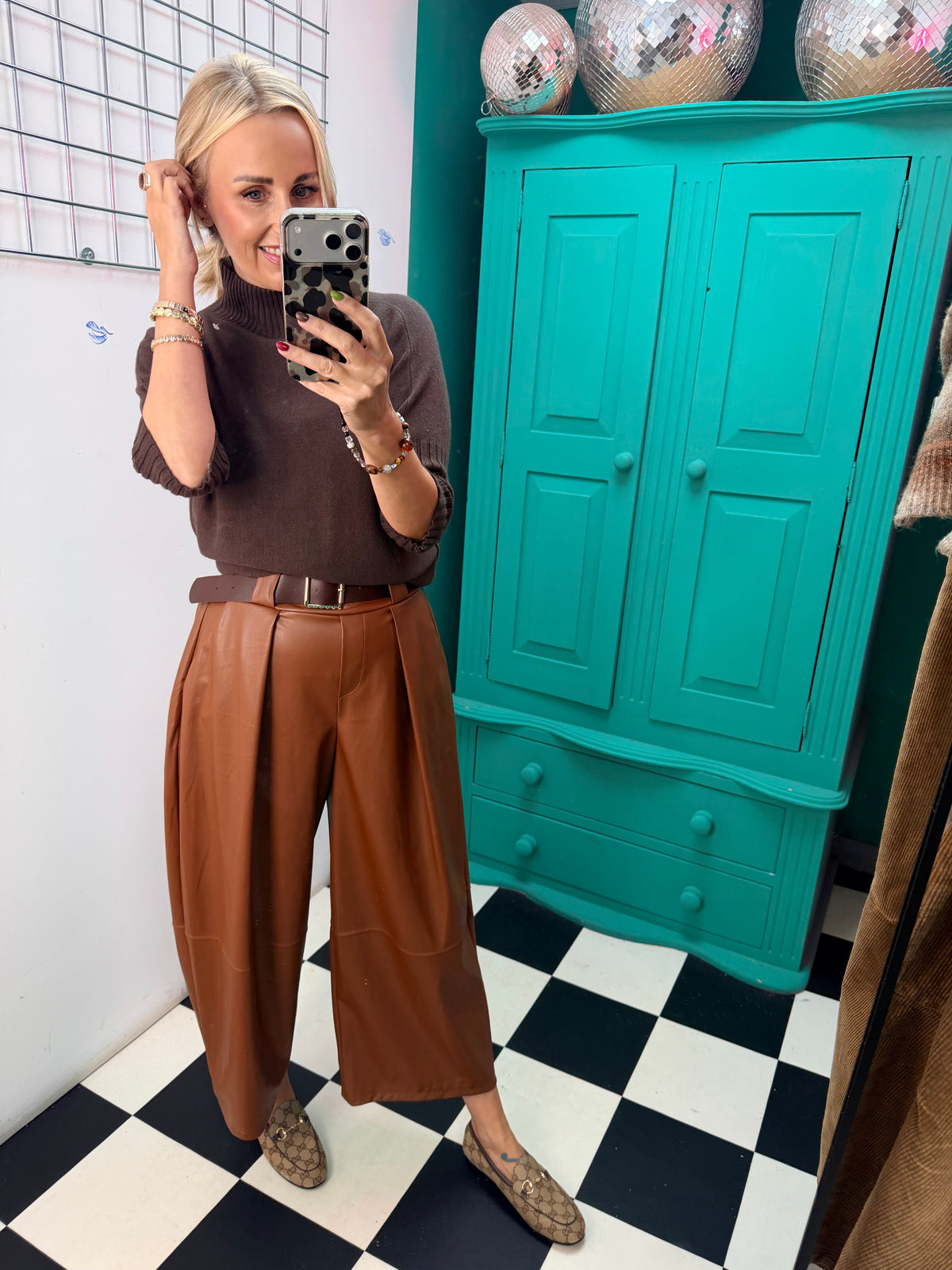 Buttery PU Culottes Tan