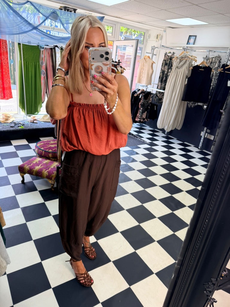 Bubble Hem Cami Rust