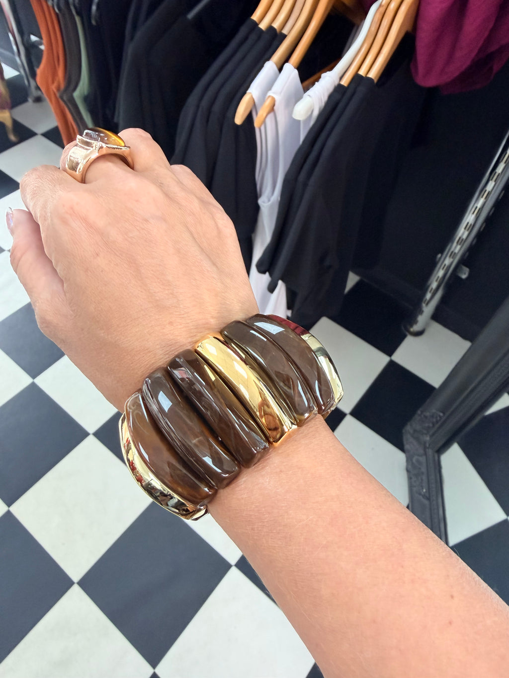 Chocolate and Gold Stretchy bangle