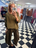 Crop Sleeved Slouchy Sweatshirt Green