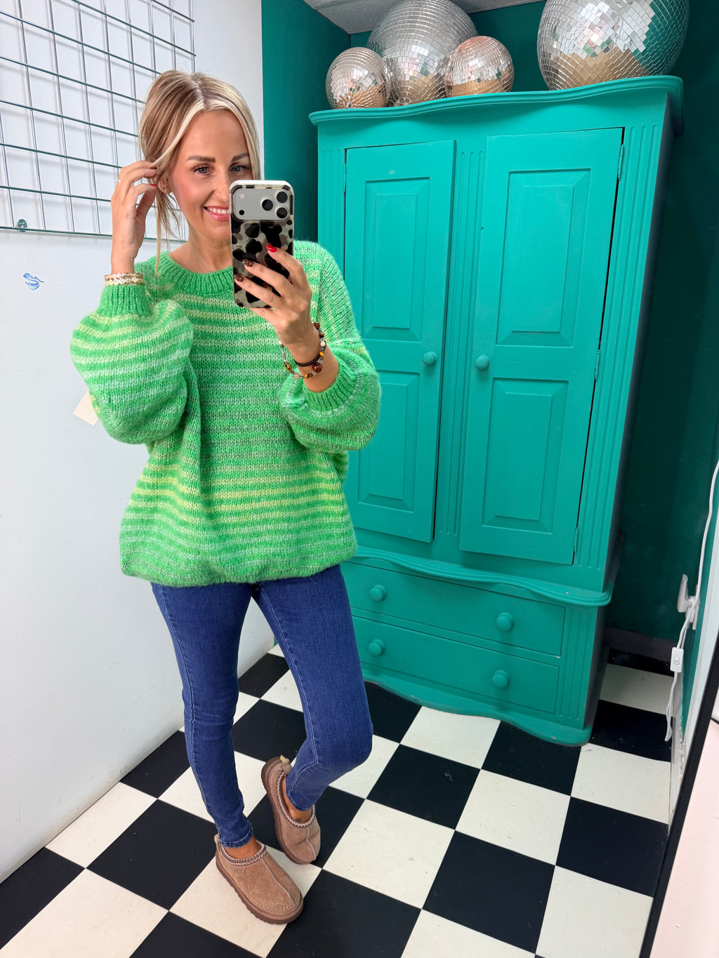Colour Crush Stripe Jumper Green