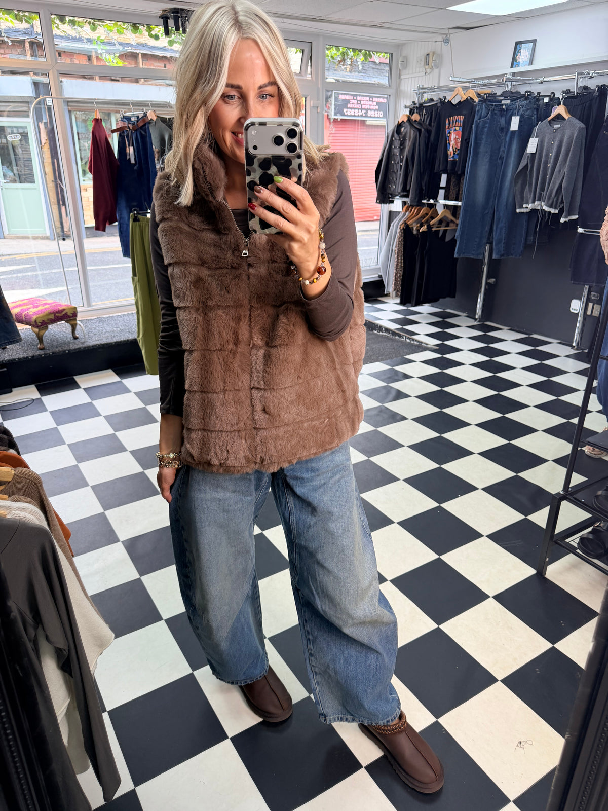 Faux Fur Gilet Milk Chocolate