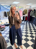 Wide Leg Crop Belted Jeans