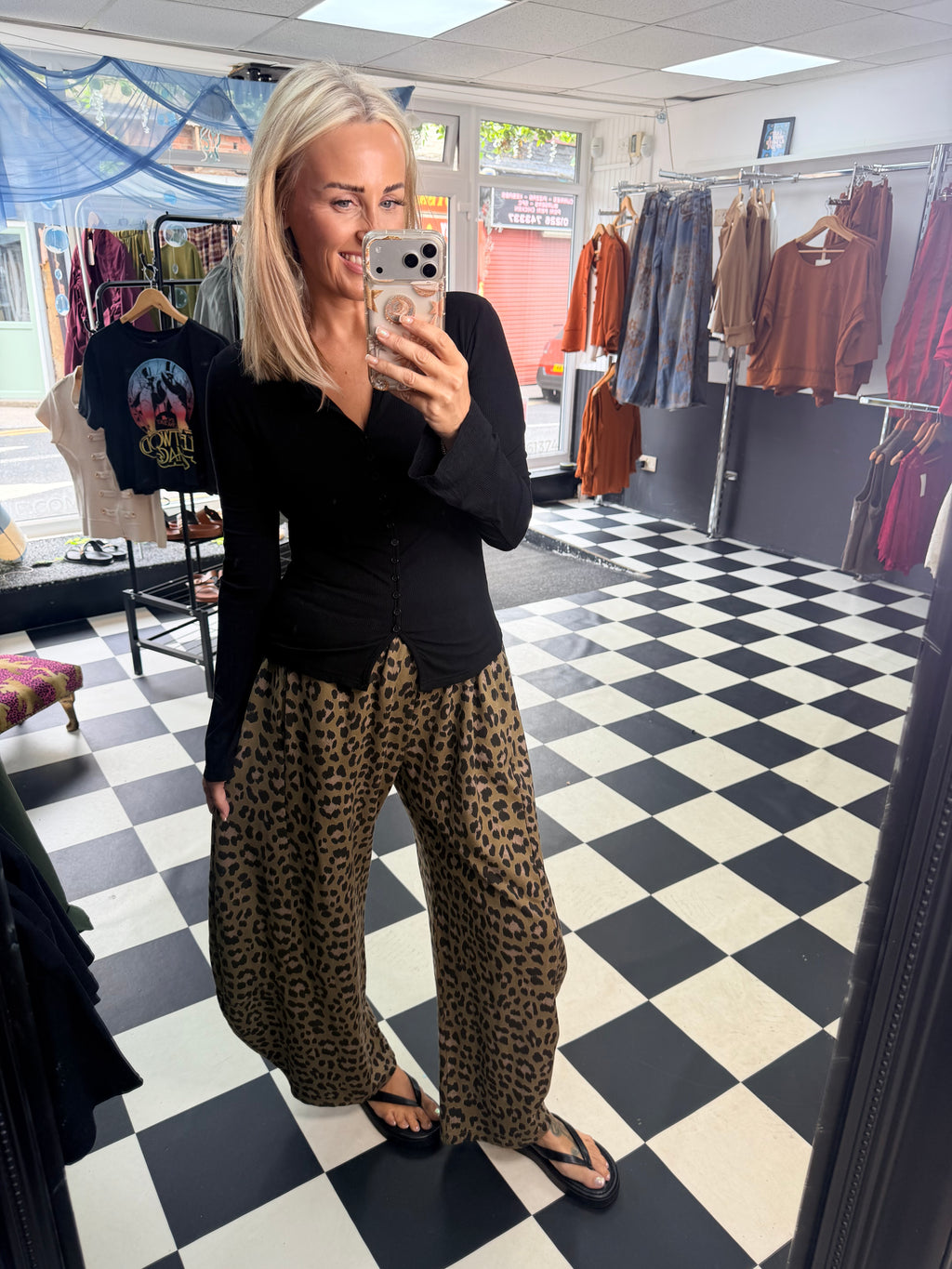 Leopard Barrel jogger Green