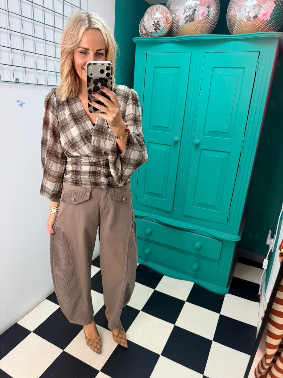 Aspen chunky check top - chocolate and cream