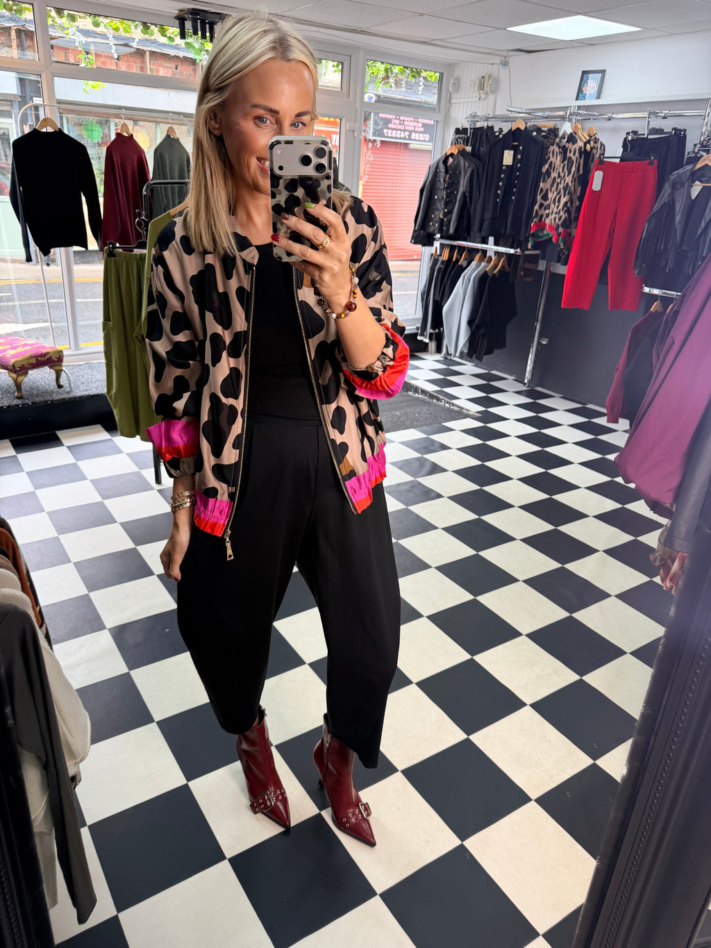 Animal Bomber Jacket Pink and Orange