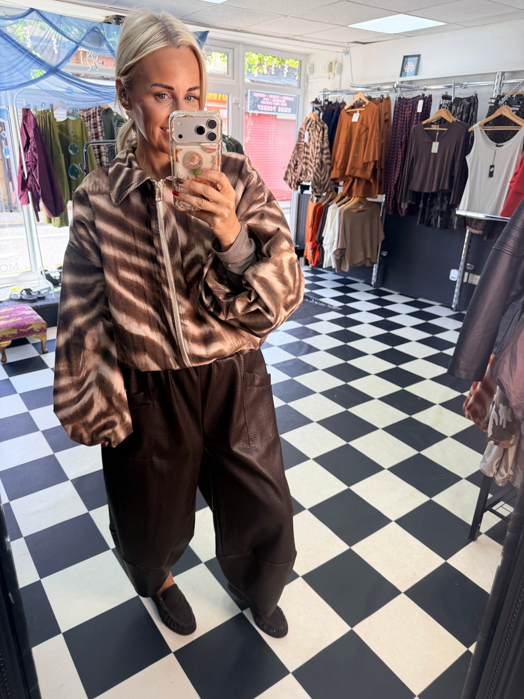 PU Tulip Trousers Chocolate