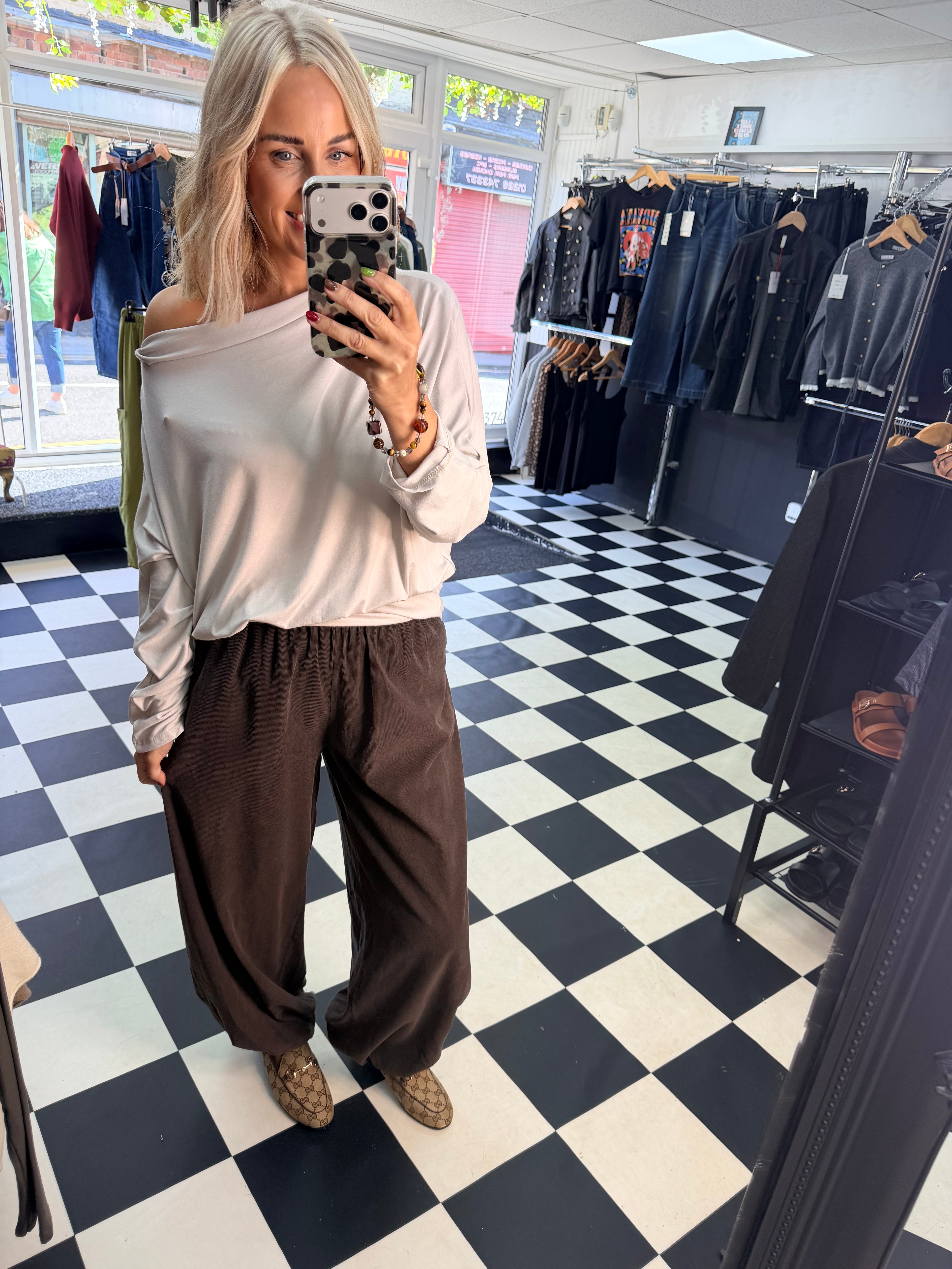 Slouchy Long Sleeve Top Cream