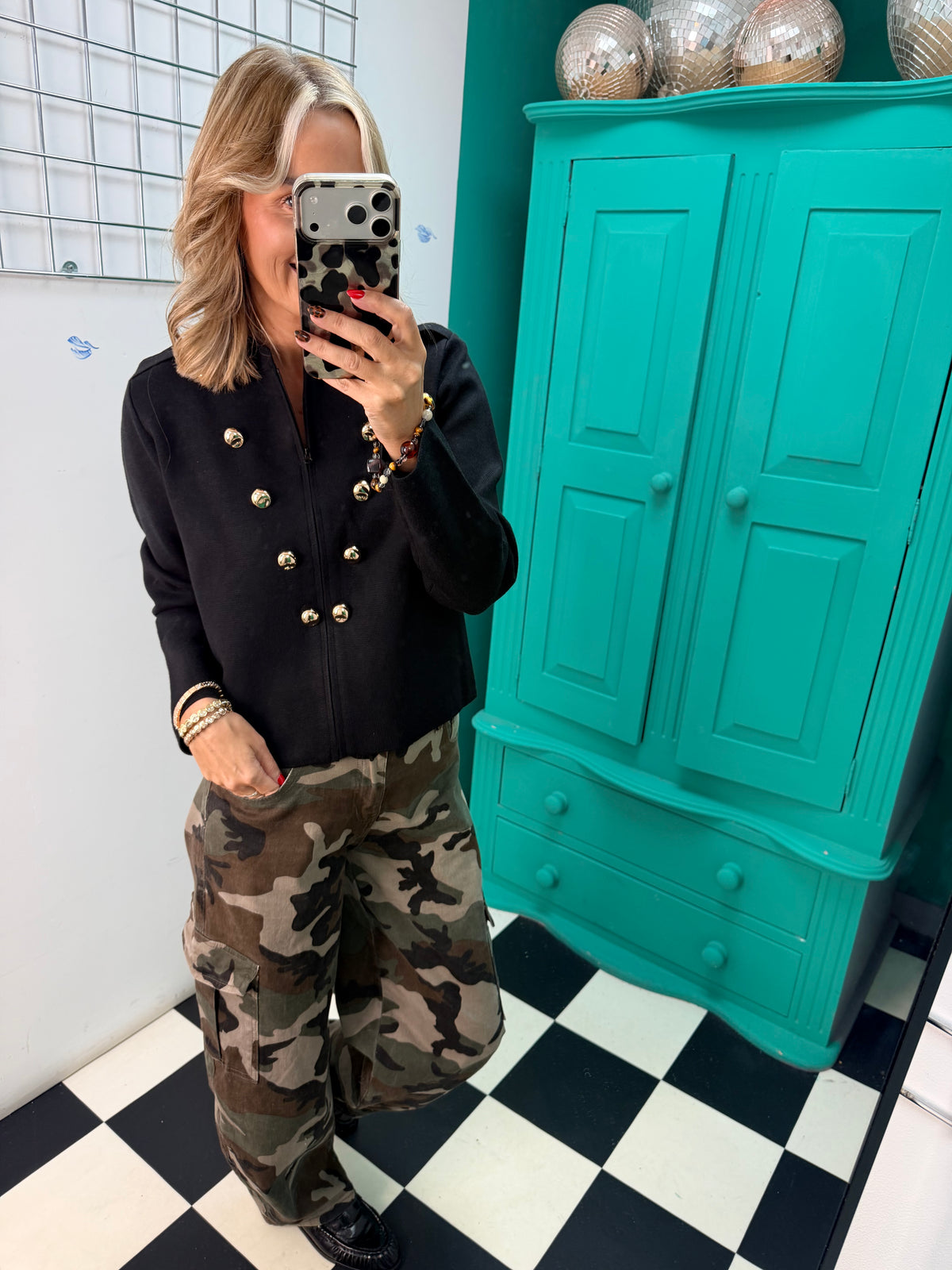 The Portia Military Style Cardigan Jacket Khaki (Copy)