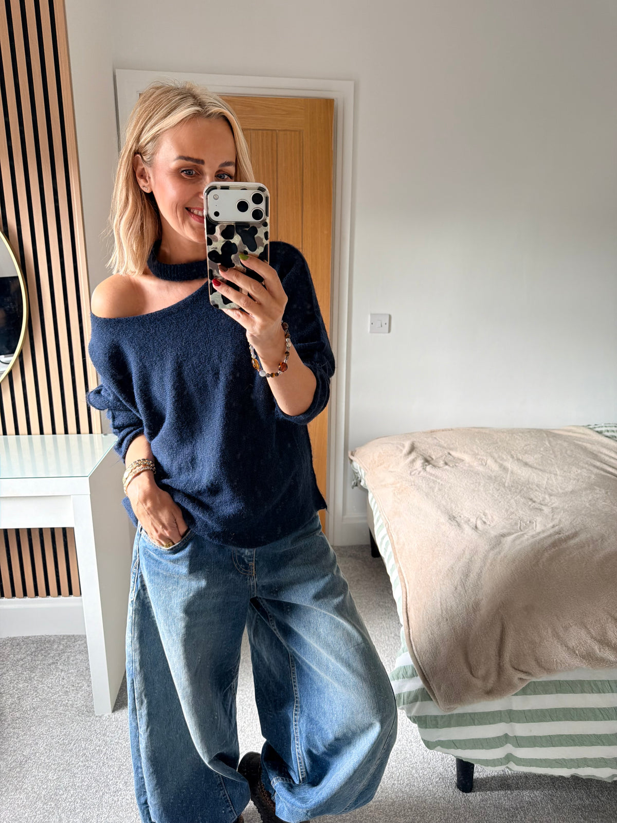 Slash Neck Jumper Navy