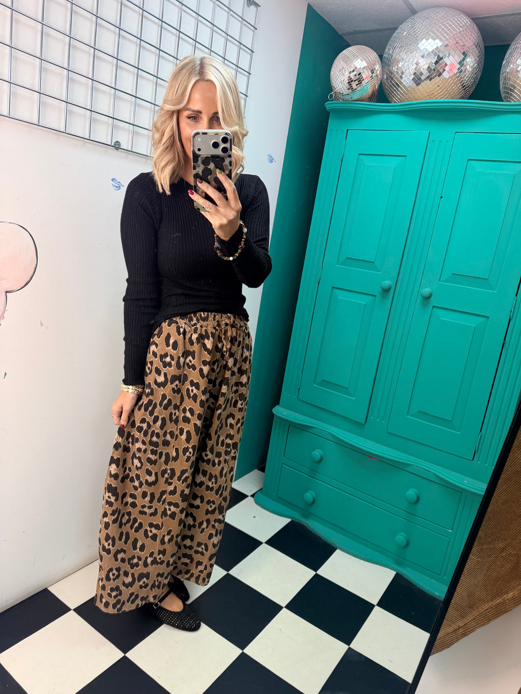 Leopard wide barrel trousers - Camel