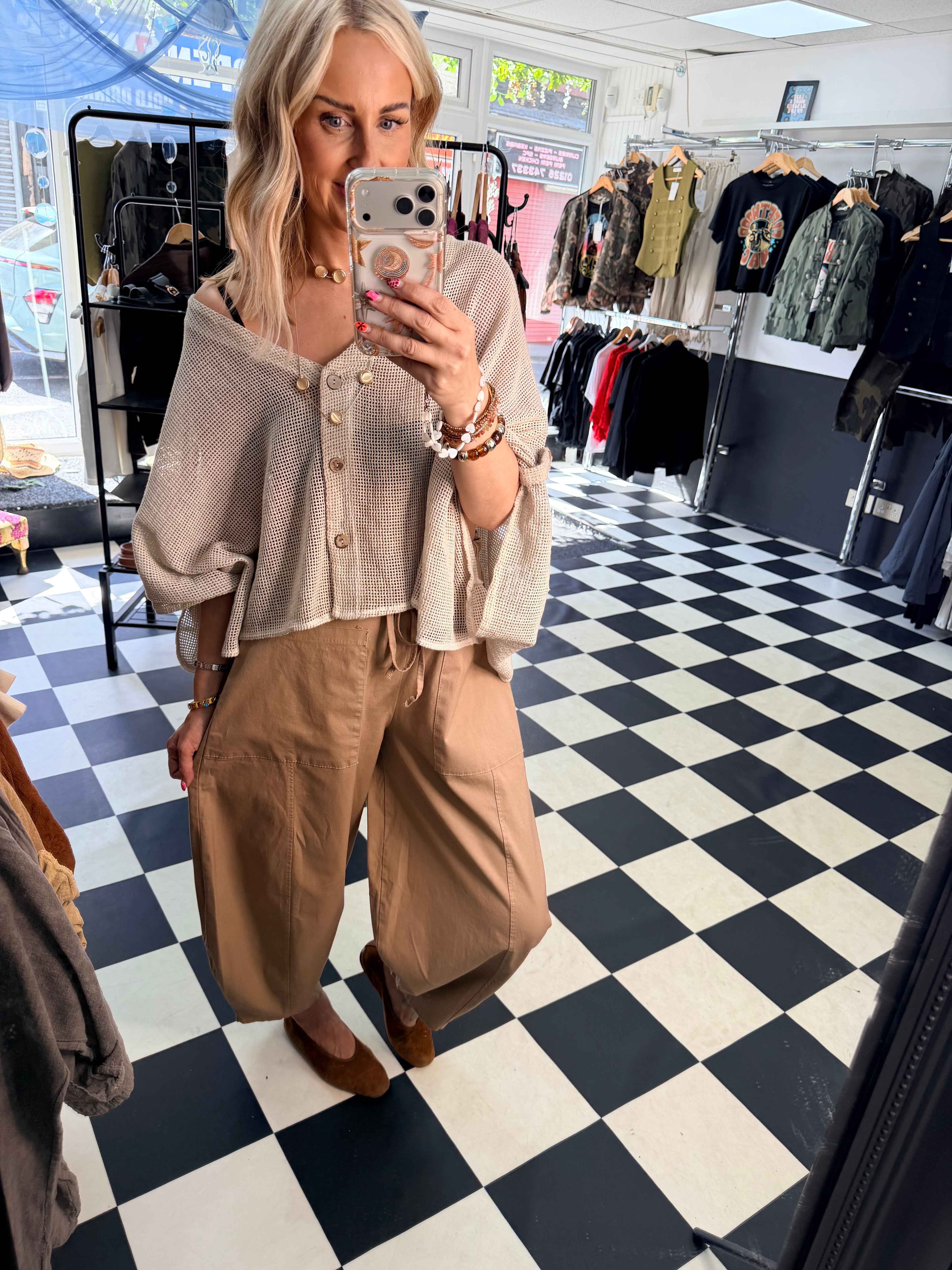 Barrel Leg Trousers Camel