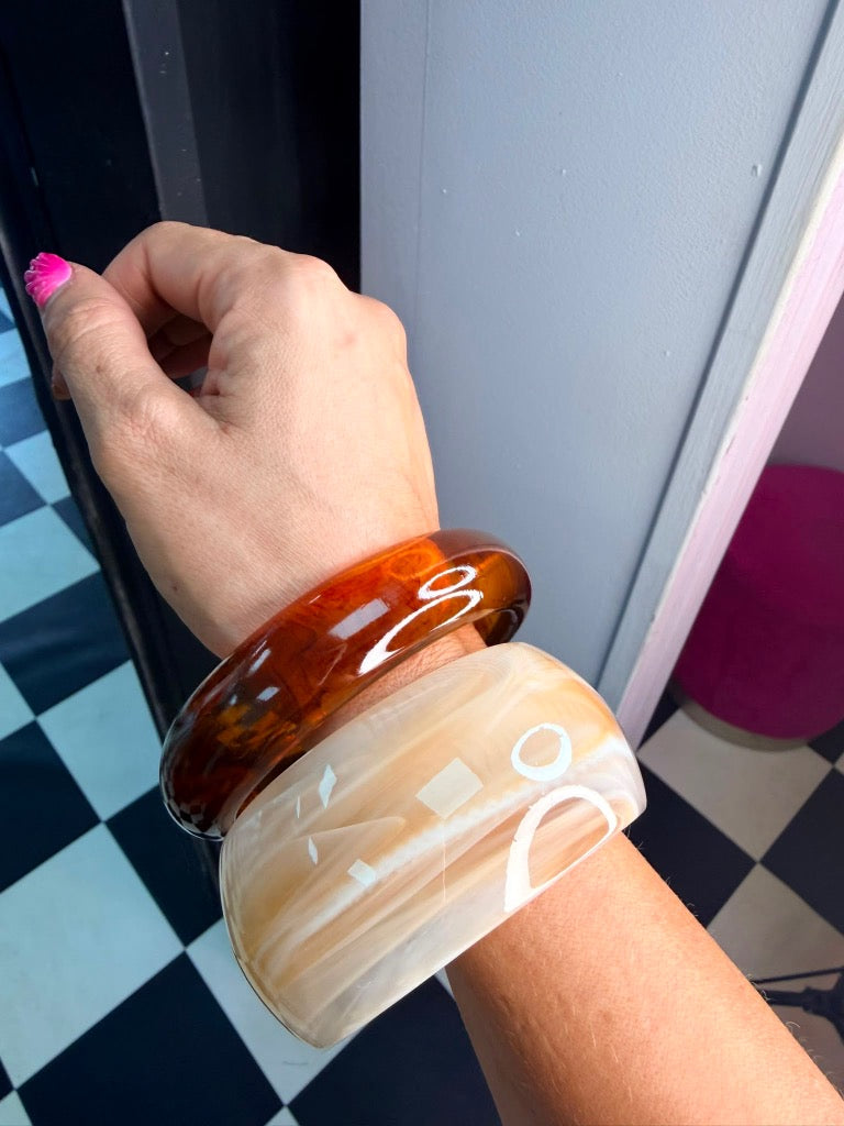 Chunky Bangle Thin Tan