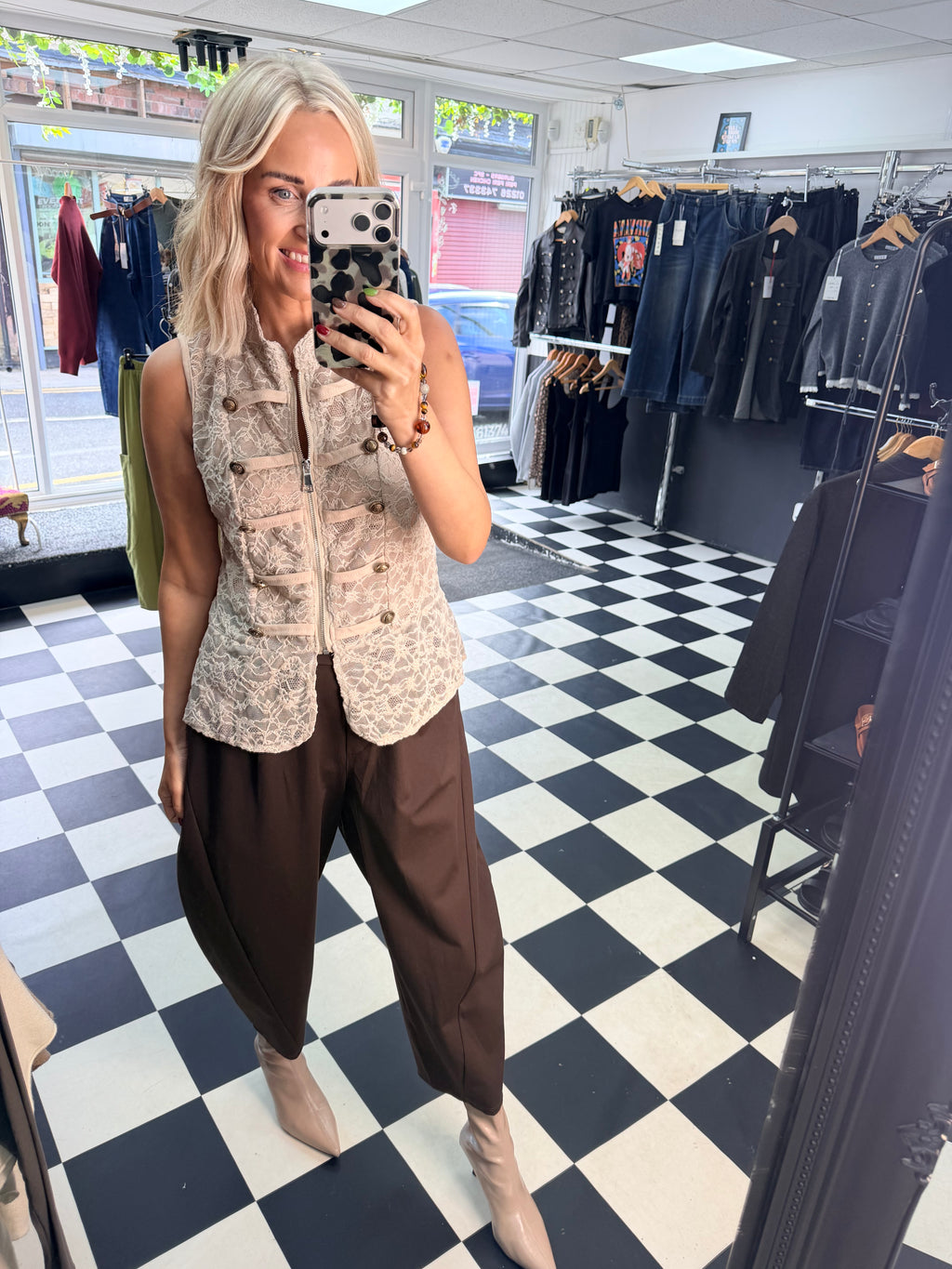 Lace Military Waistcoat Cream