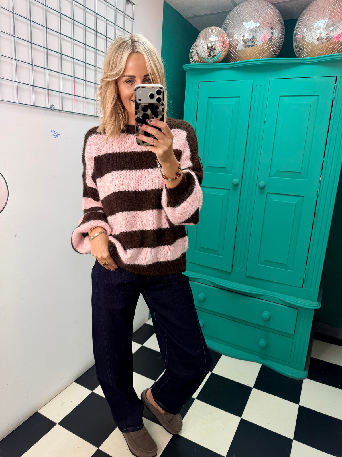Chunky stripe knit - Pink and Chocolate