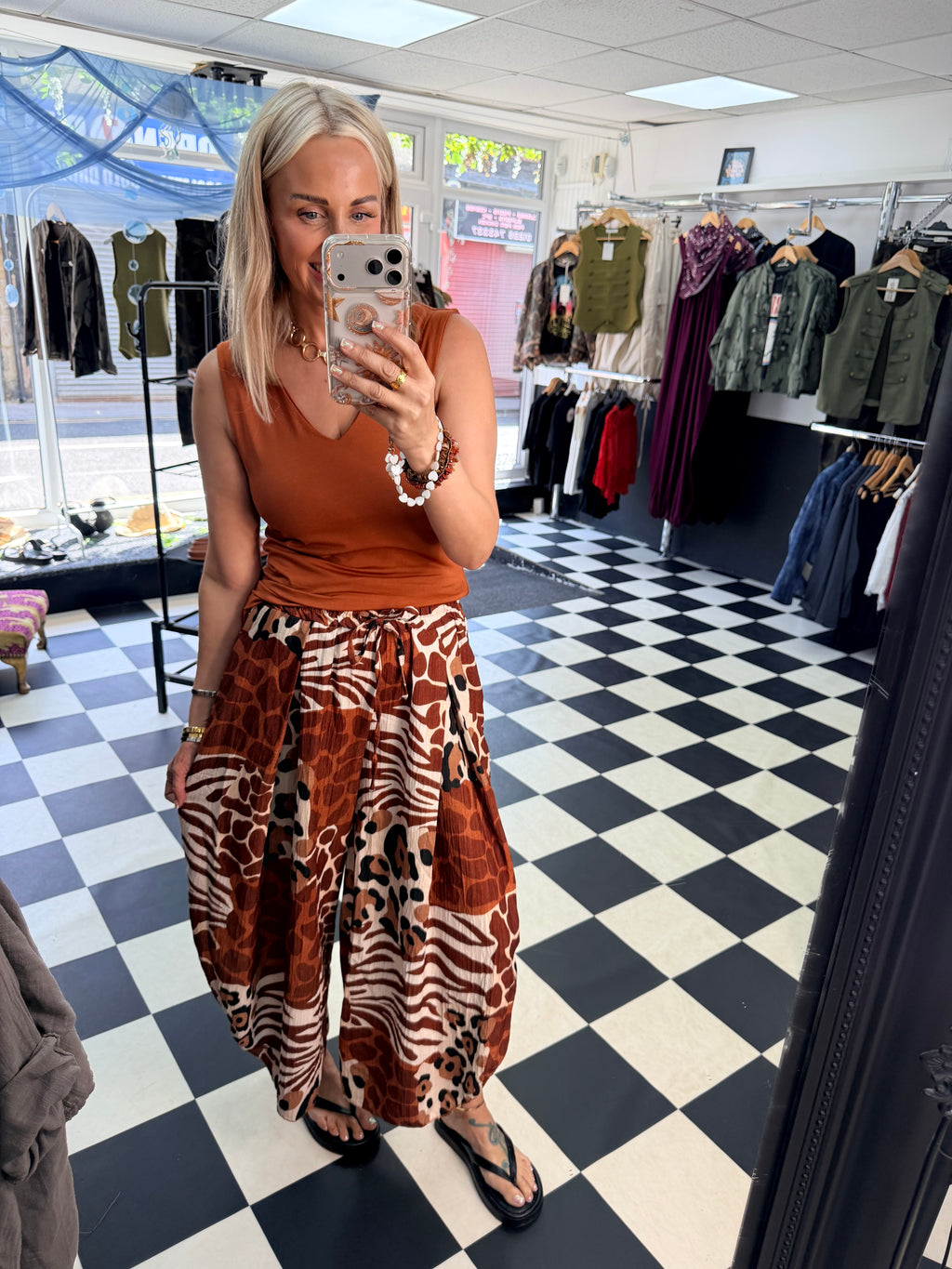 Funky Animal Split Trousers Rust