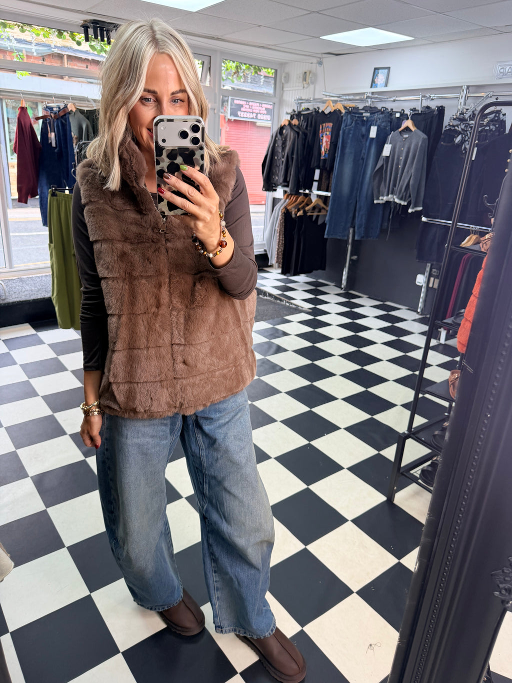 Faux Fur Gilet Milk Chocolate
