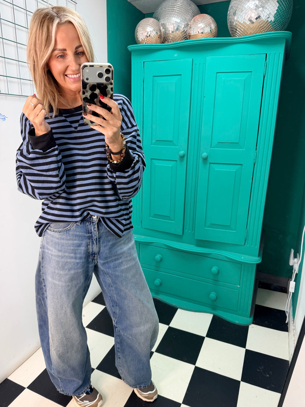 Weekend V Stripe Special Buy Black and Denim