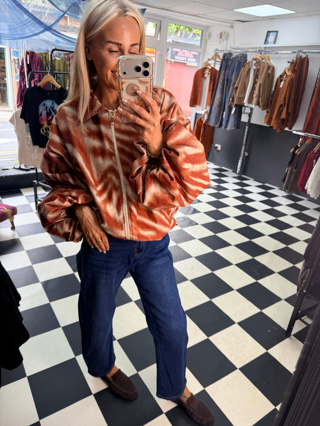 Needlecord Zebra Slouchy Jacket Rust