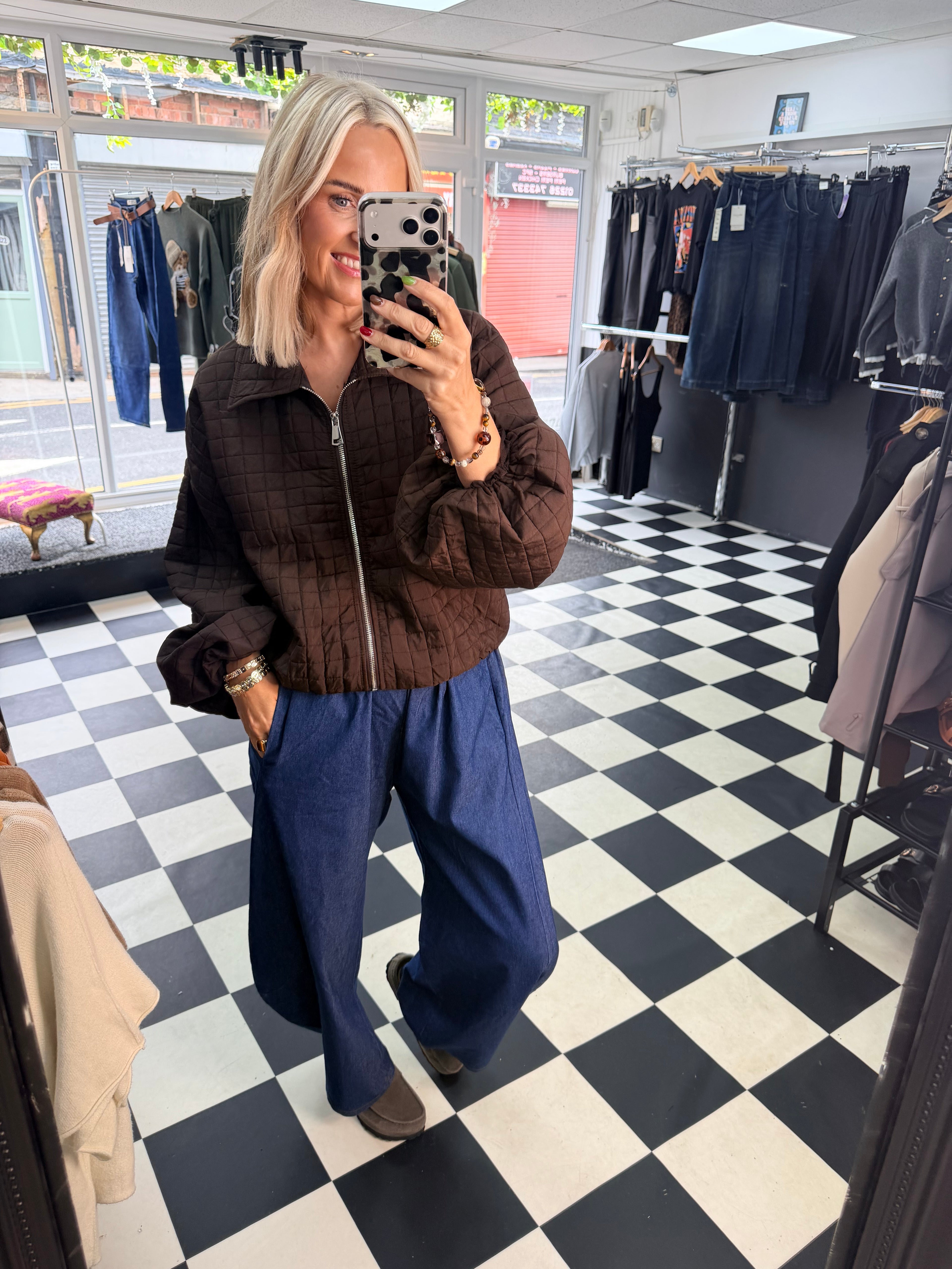 Quilted Bomber jacket - Chocolate