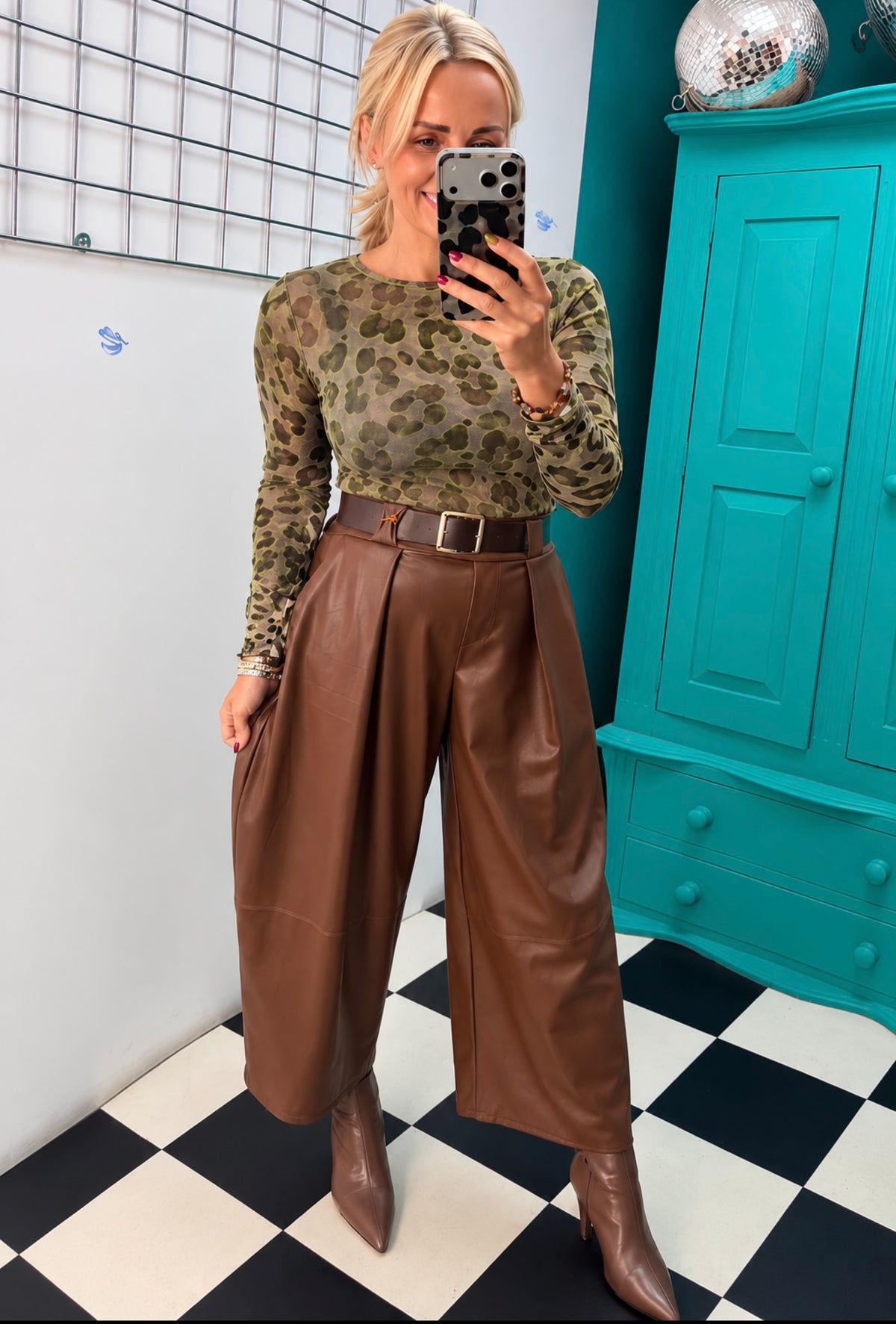 Sahara print top - Multi green