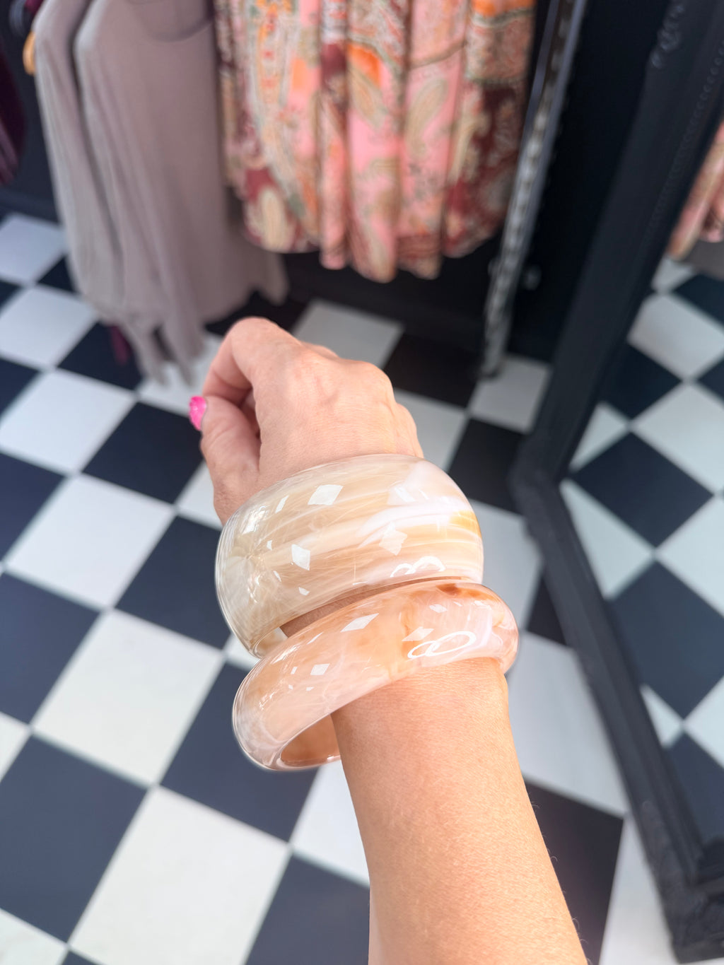 Chunky Bangle Thin Cream