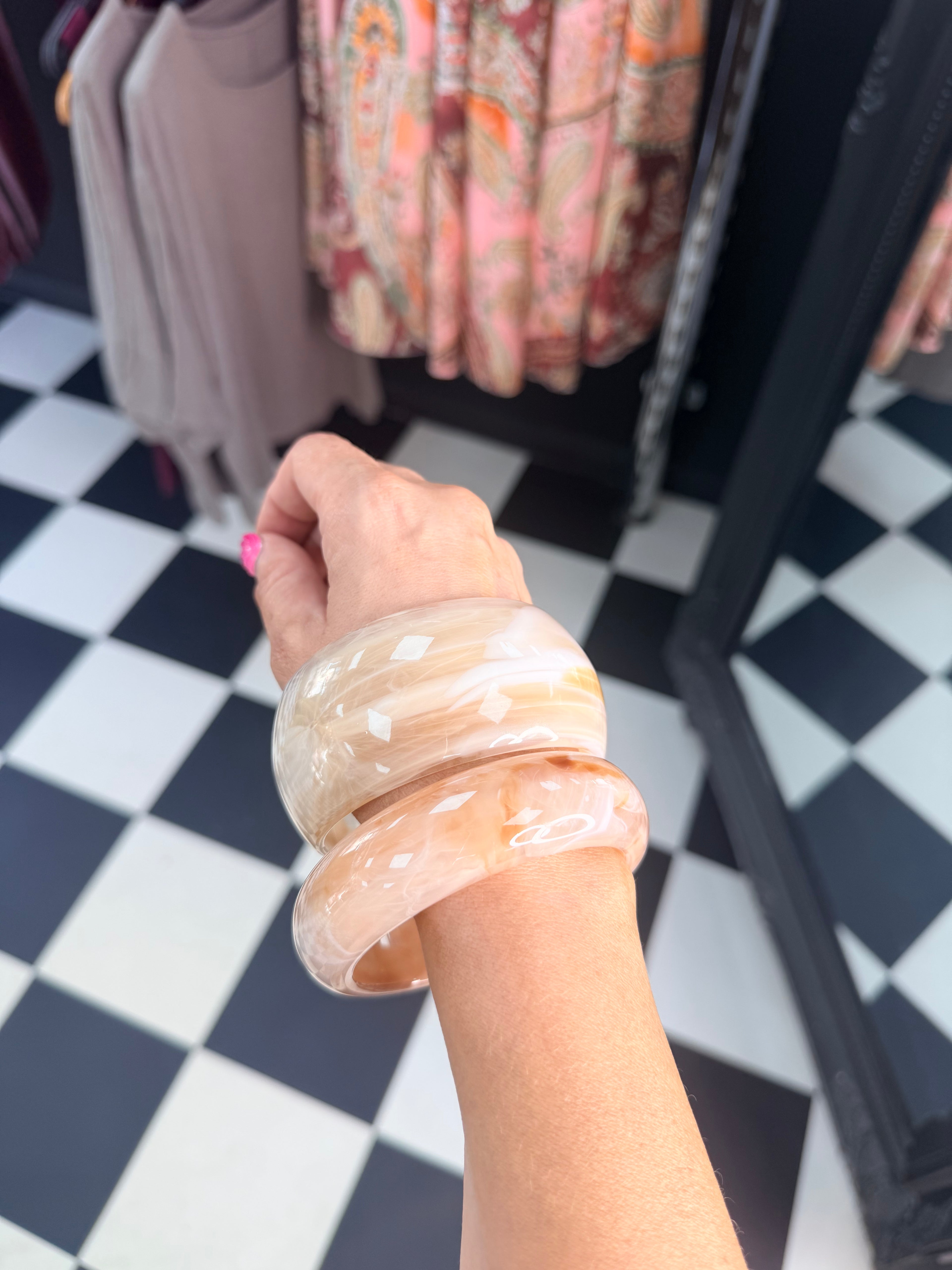 Chunky Bangle Thin Cream