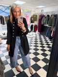 Long line Military Jacket Black