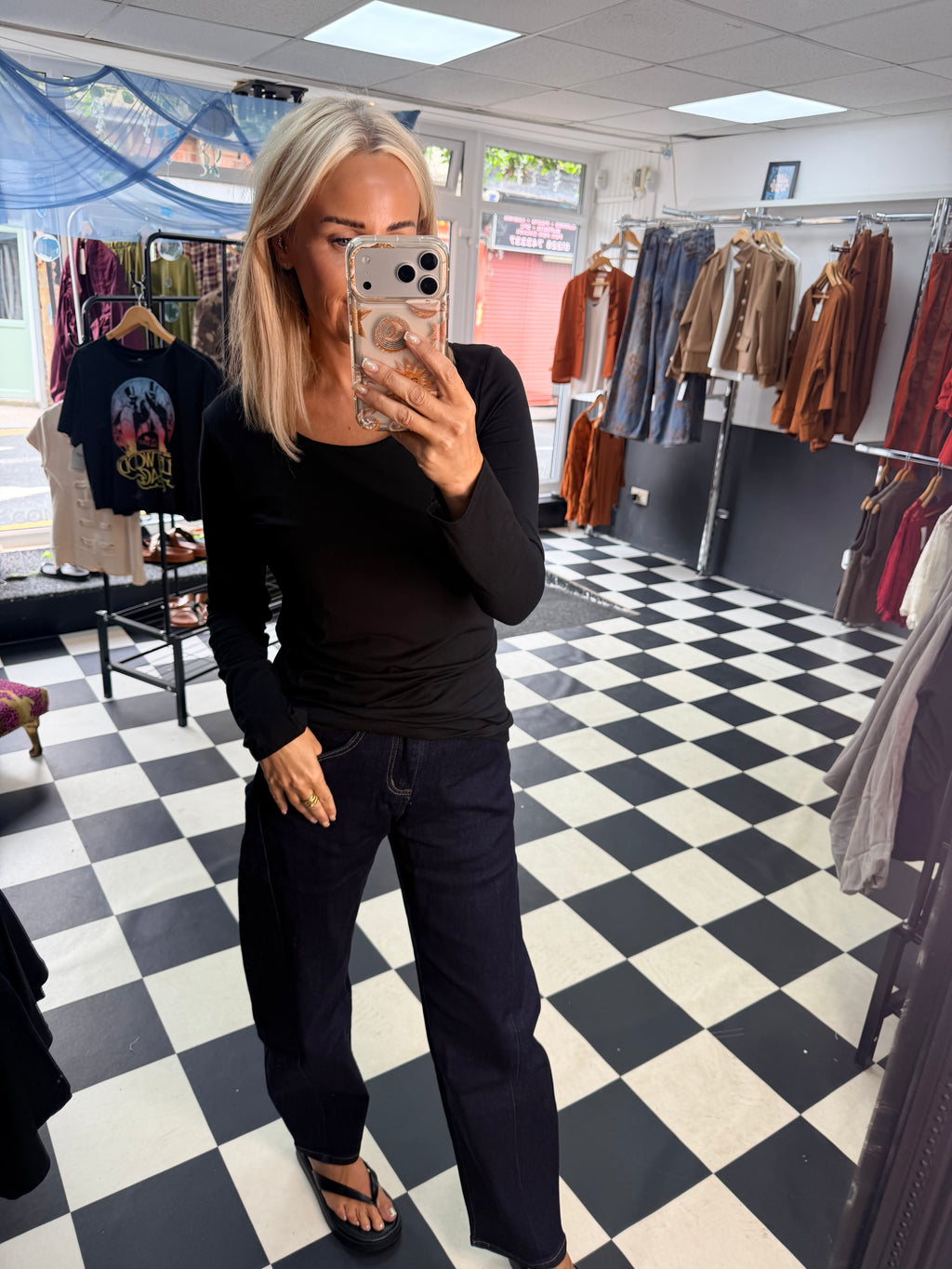 Basic Scoop Neck Basic T shirt Black