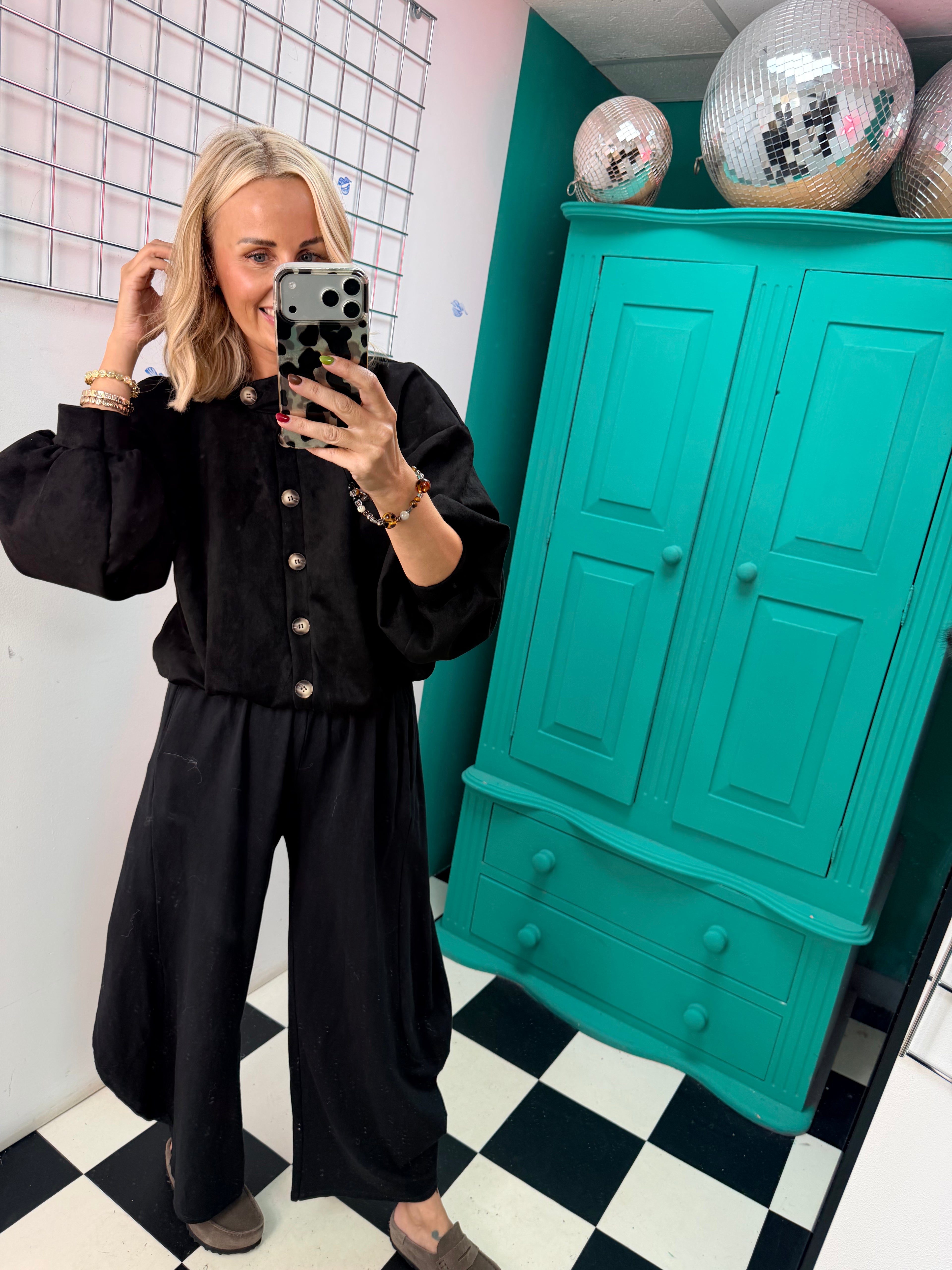 Suede Weekend Slouch Jacket Black