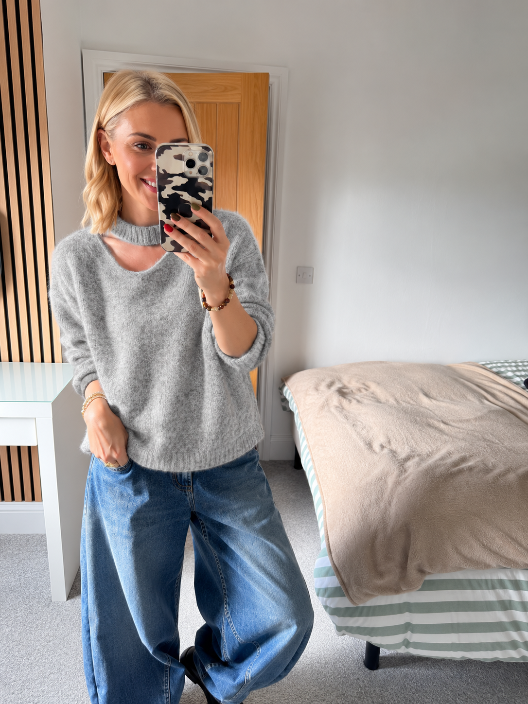 Slash Neck Jumper Grey 12-18