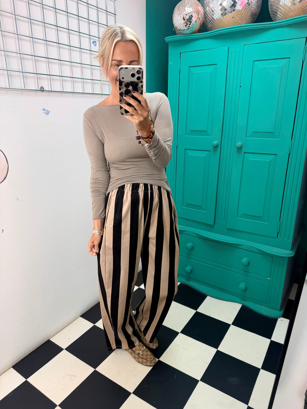 The Bold Stripe Trousers Black/Cream