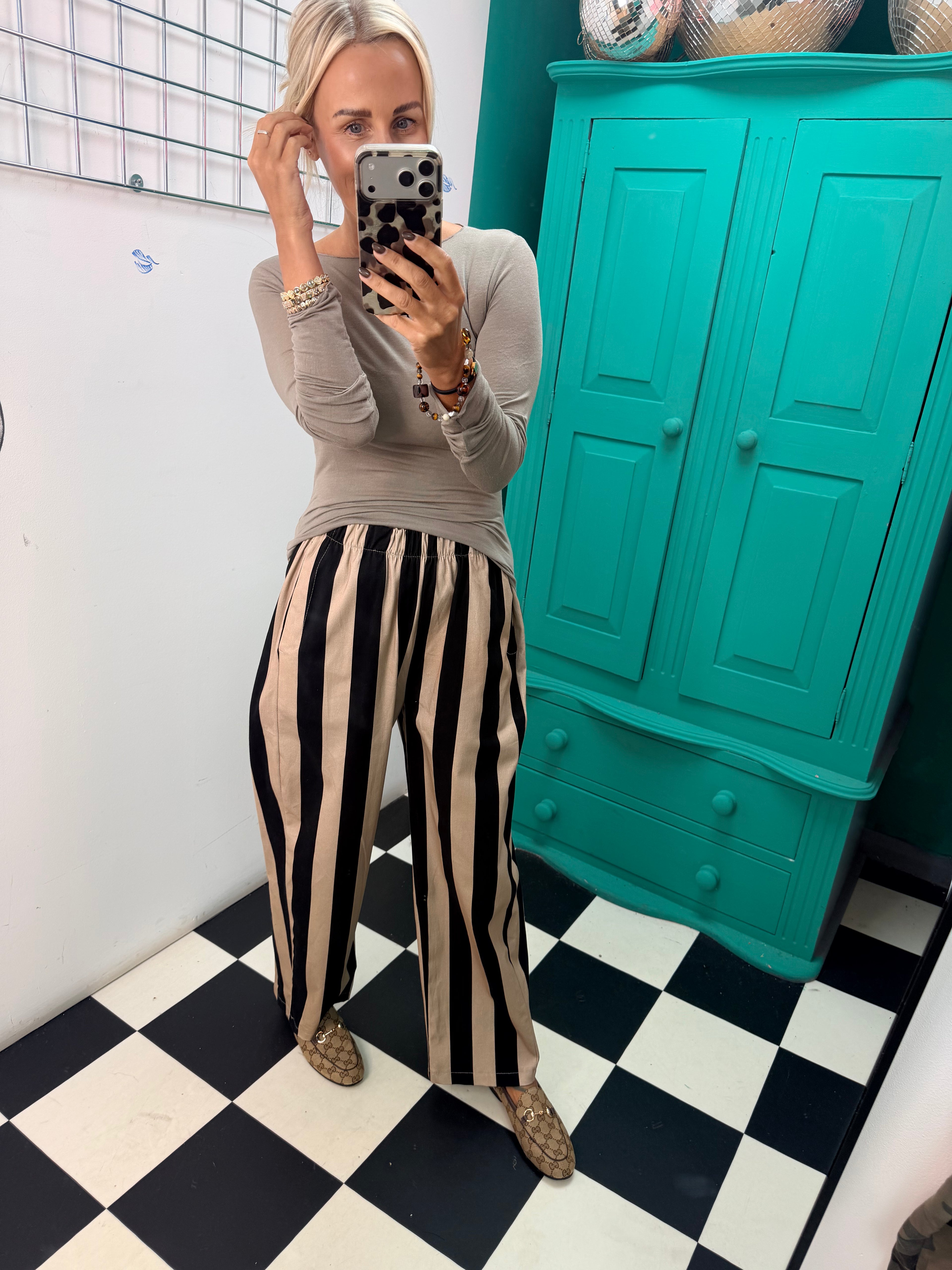 The Bold Stripe Trousers Black/Cream