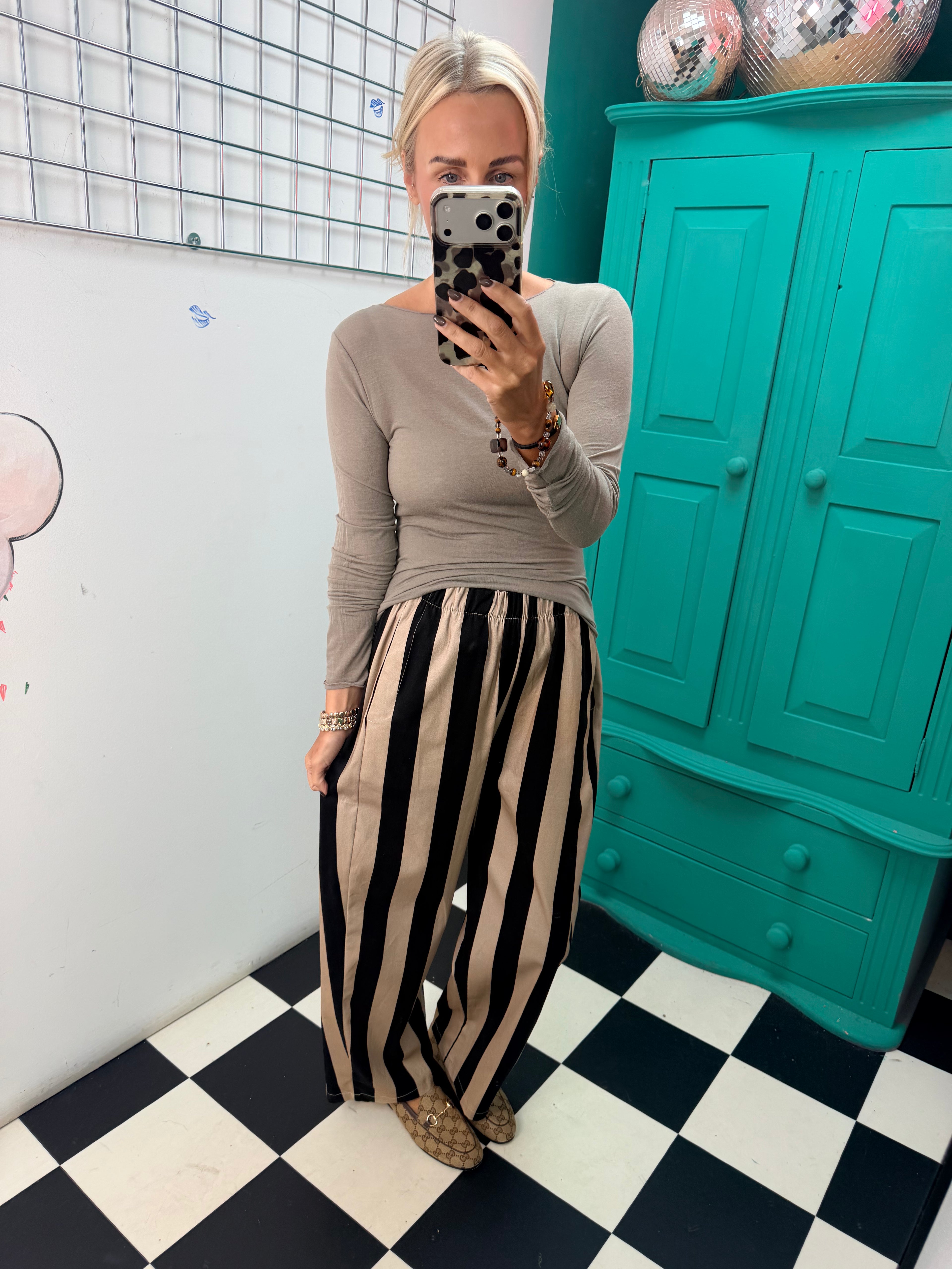 The Bold Stripe Trousers Black/Cream