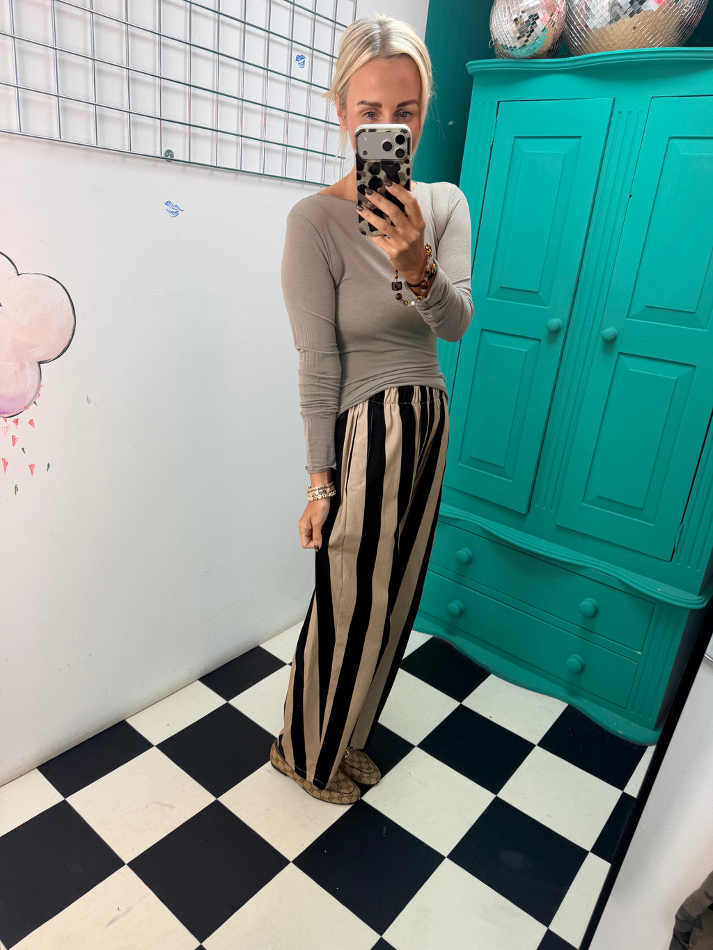 The Bold Stripe Trousers Black/Cream